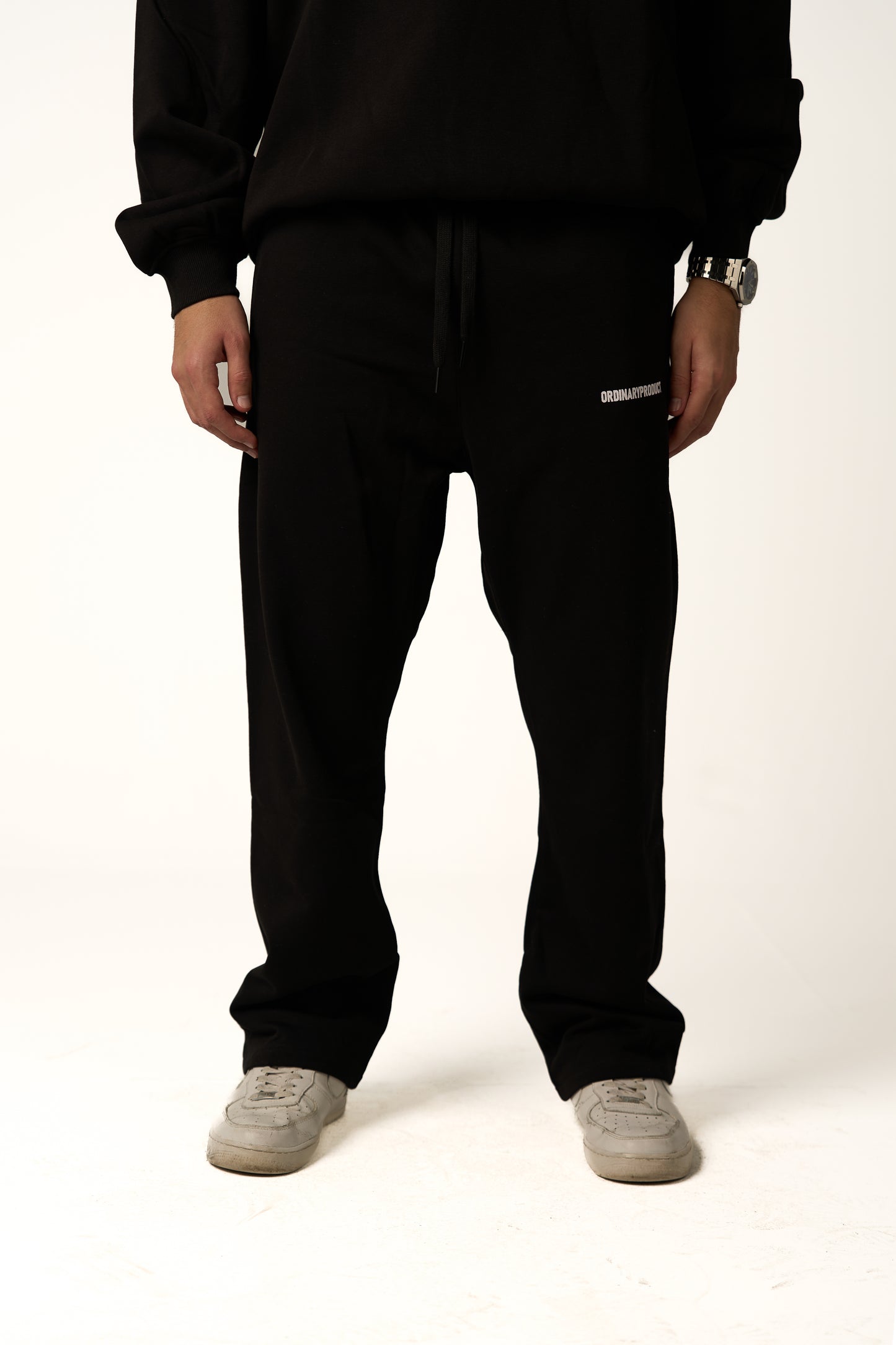 BLACK SWEATS WIDE LEG