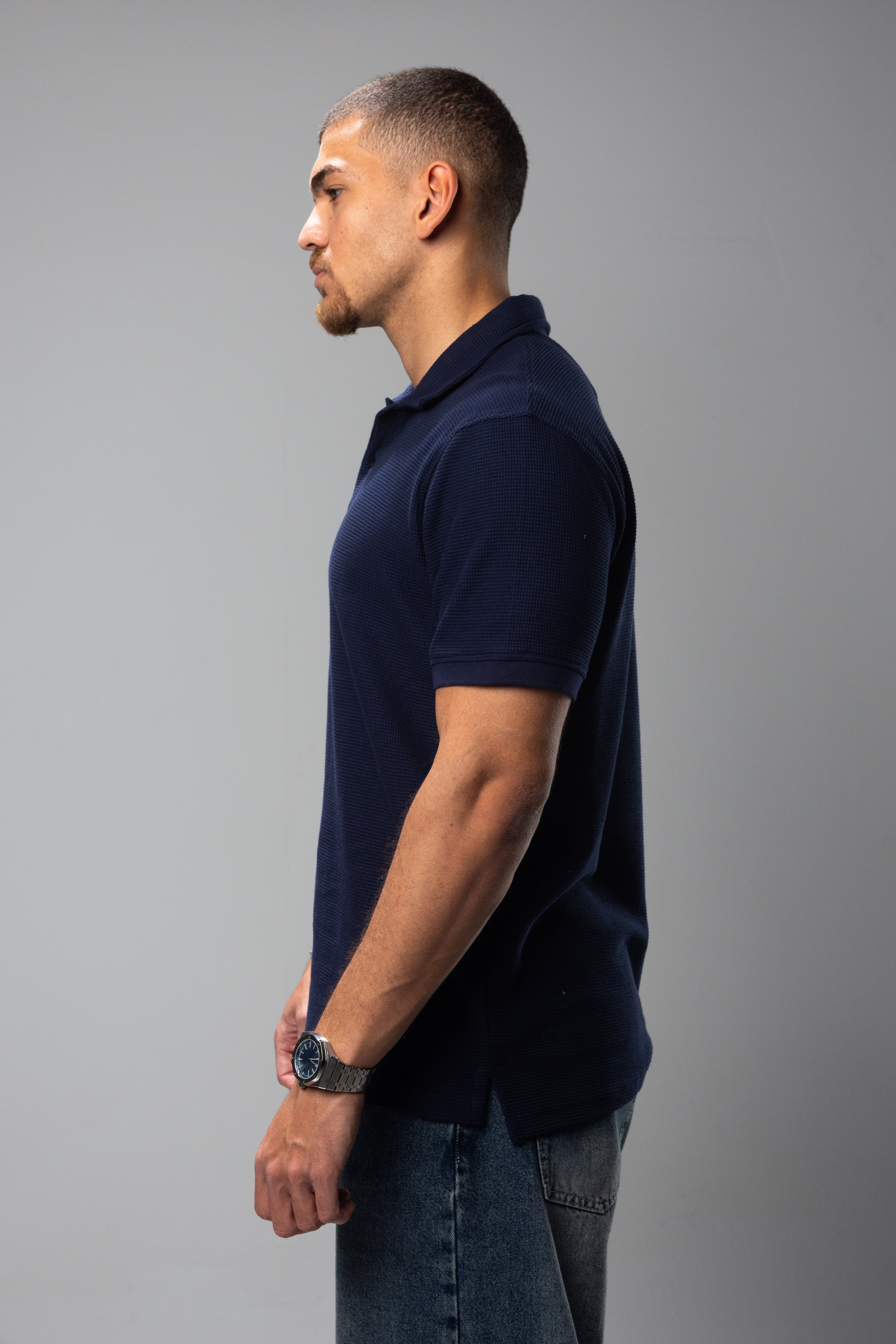 NAVY CASUAL COLLAR