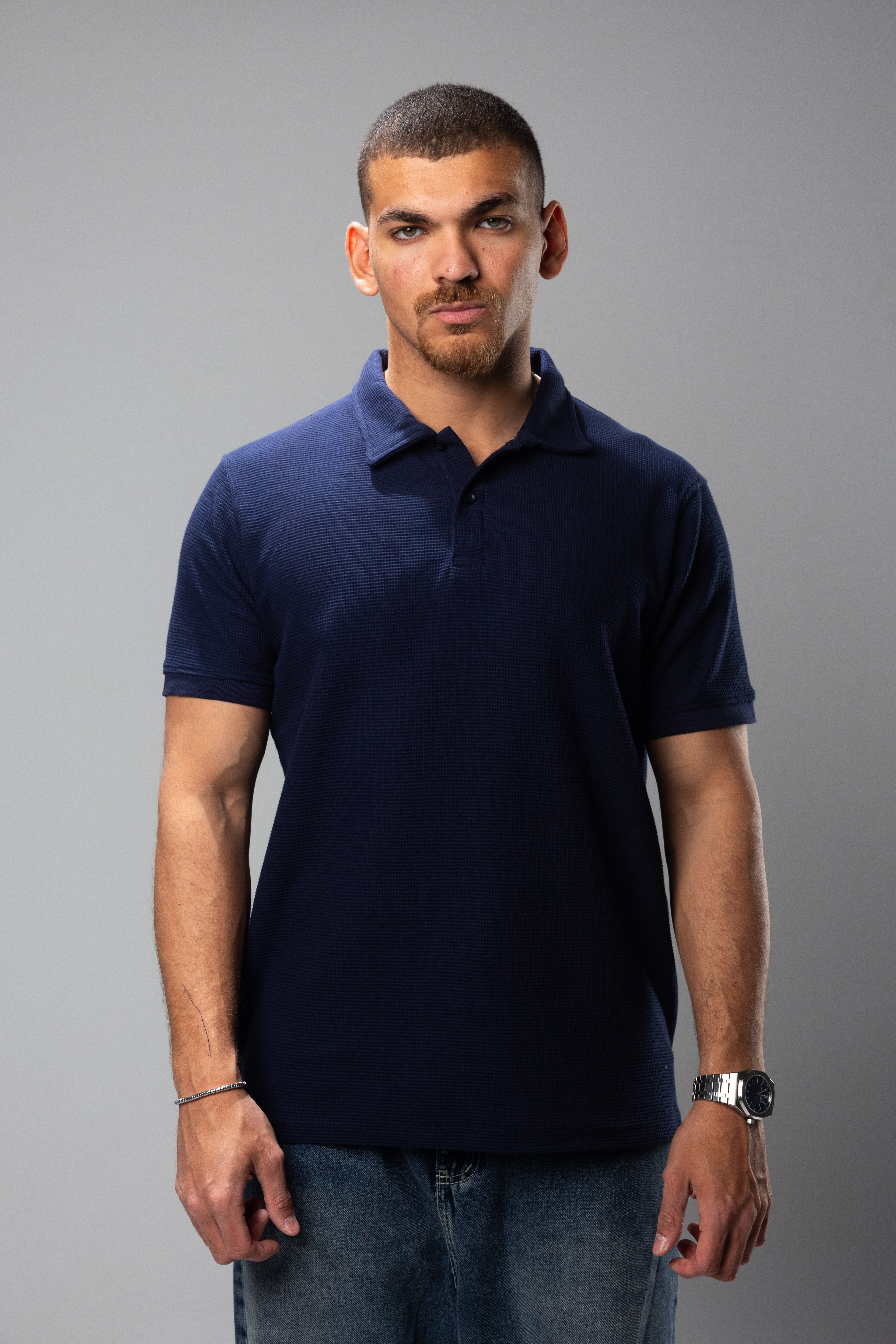 NAVY CASUAL COLLAR
