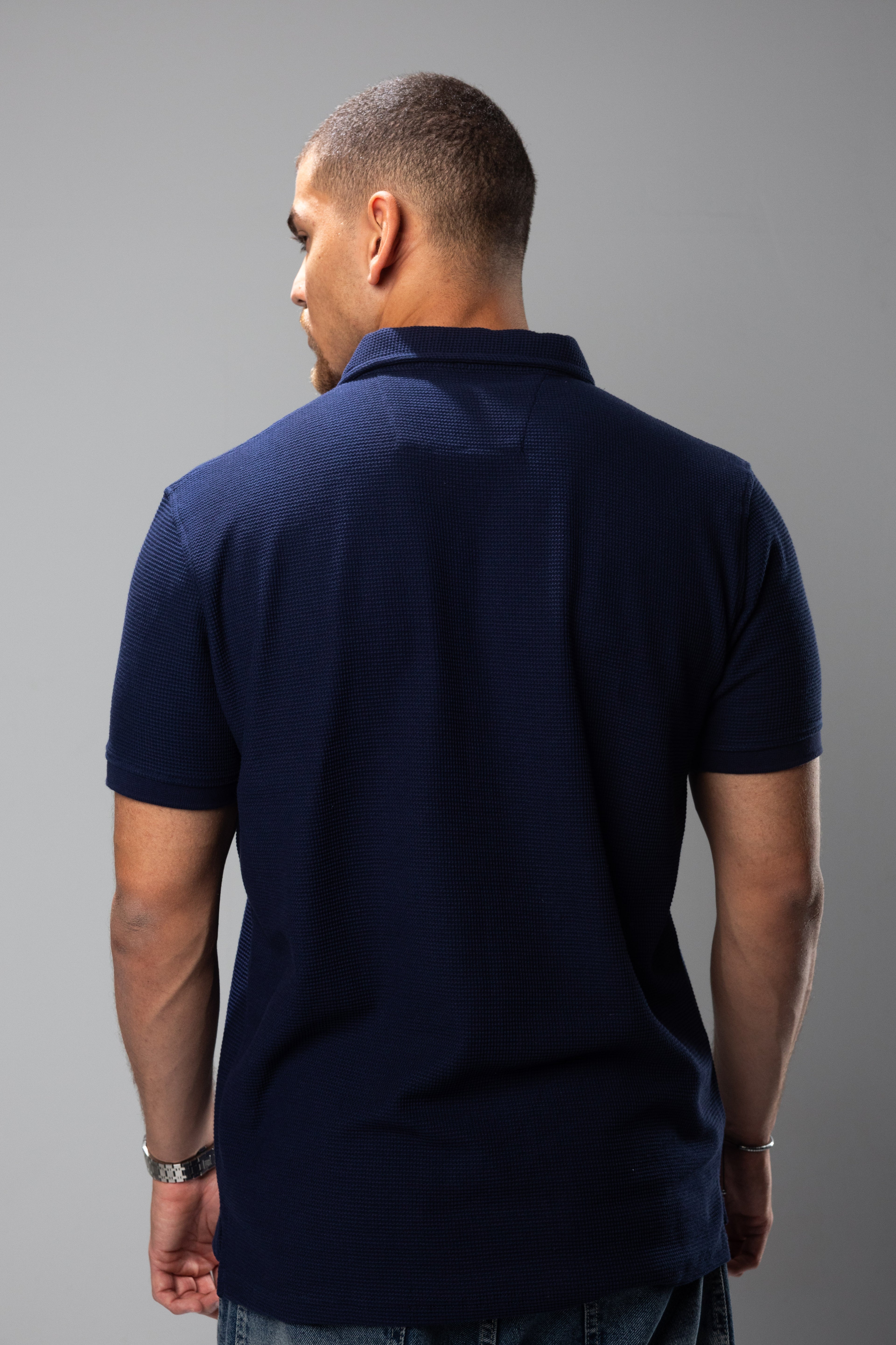 NAVY CASUAL COLLAR