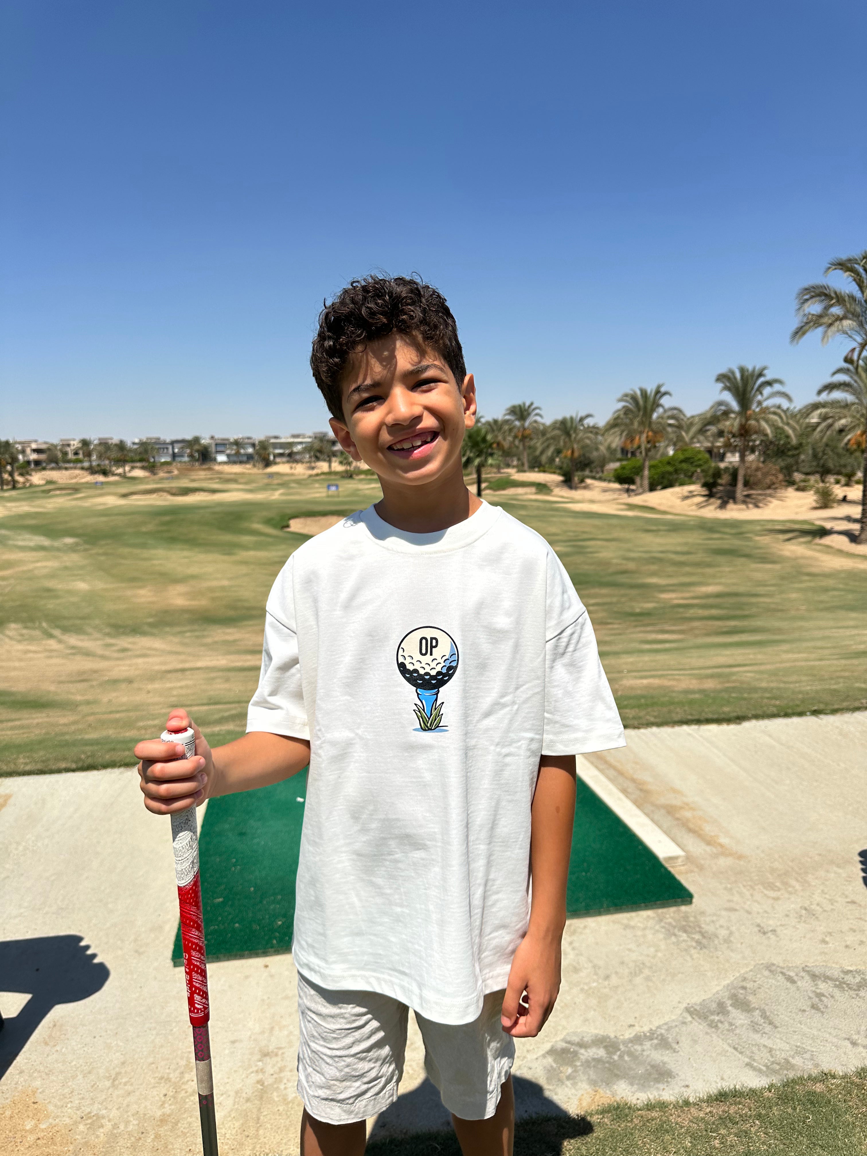 WHITE KIDS T-SHIRT GOLF CLUB