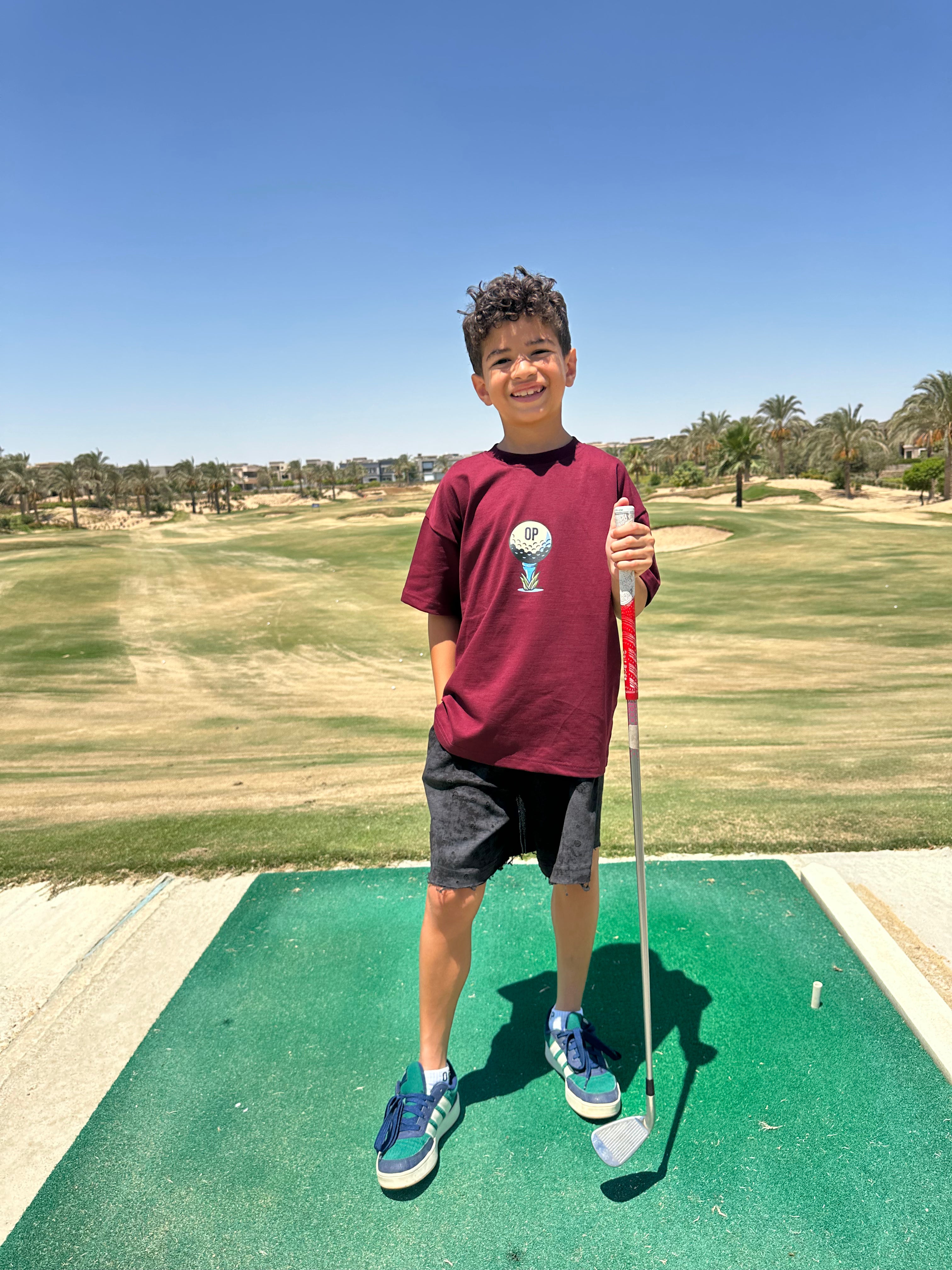 BURGUNDY KIDS T-SHIRT GOLF CLUB