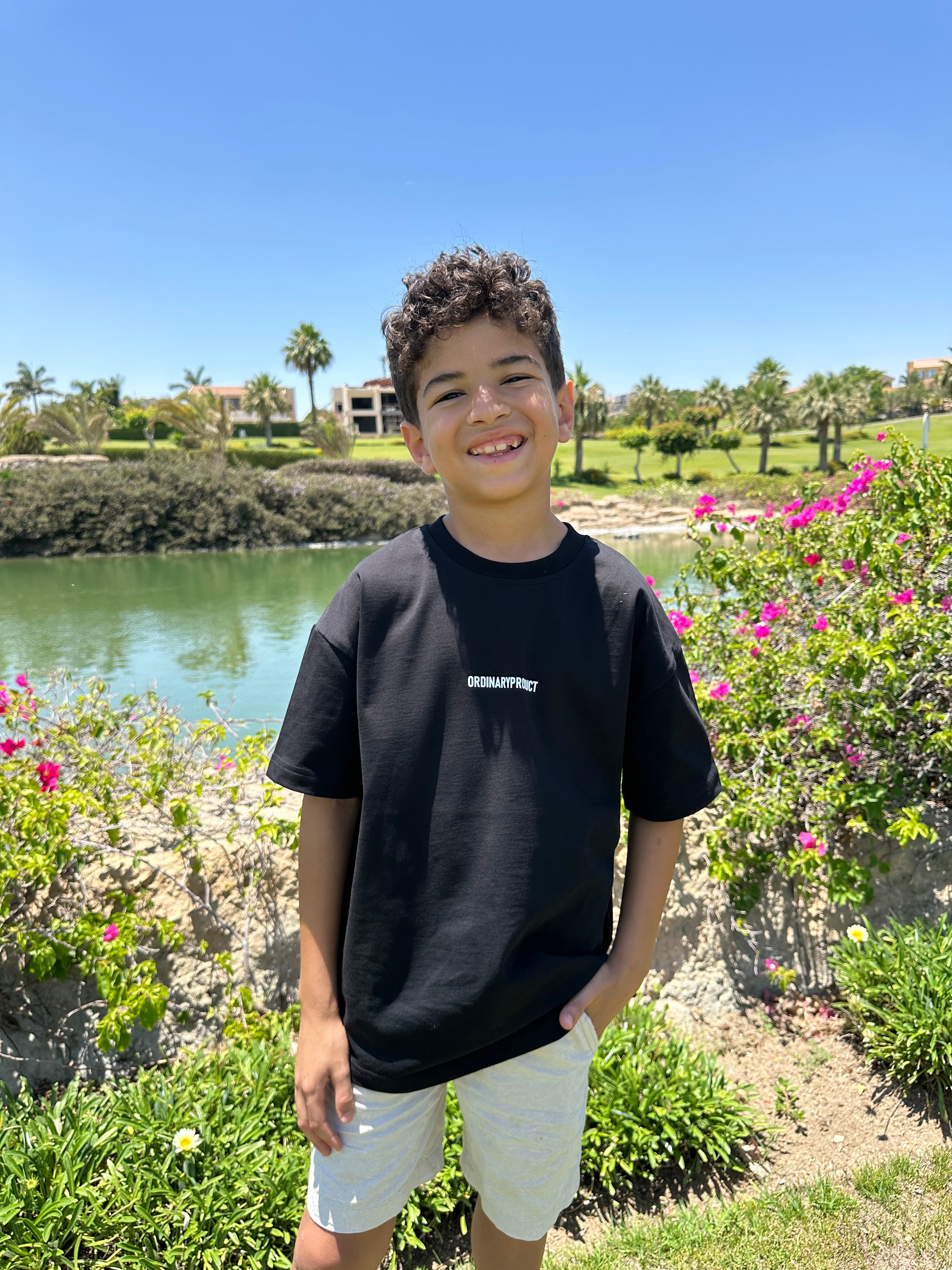 BLACK KIDS T-SHIRT FISHING CLUB