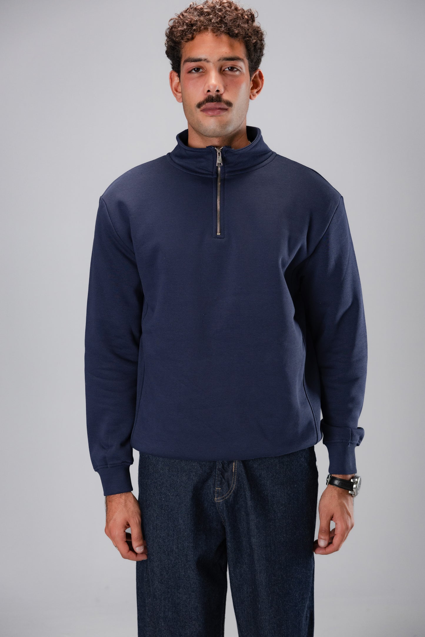 NAVY QUARTER ZIPPER
