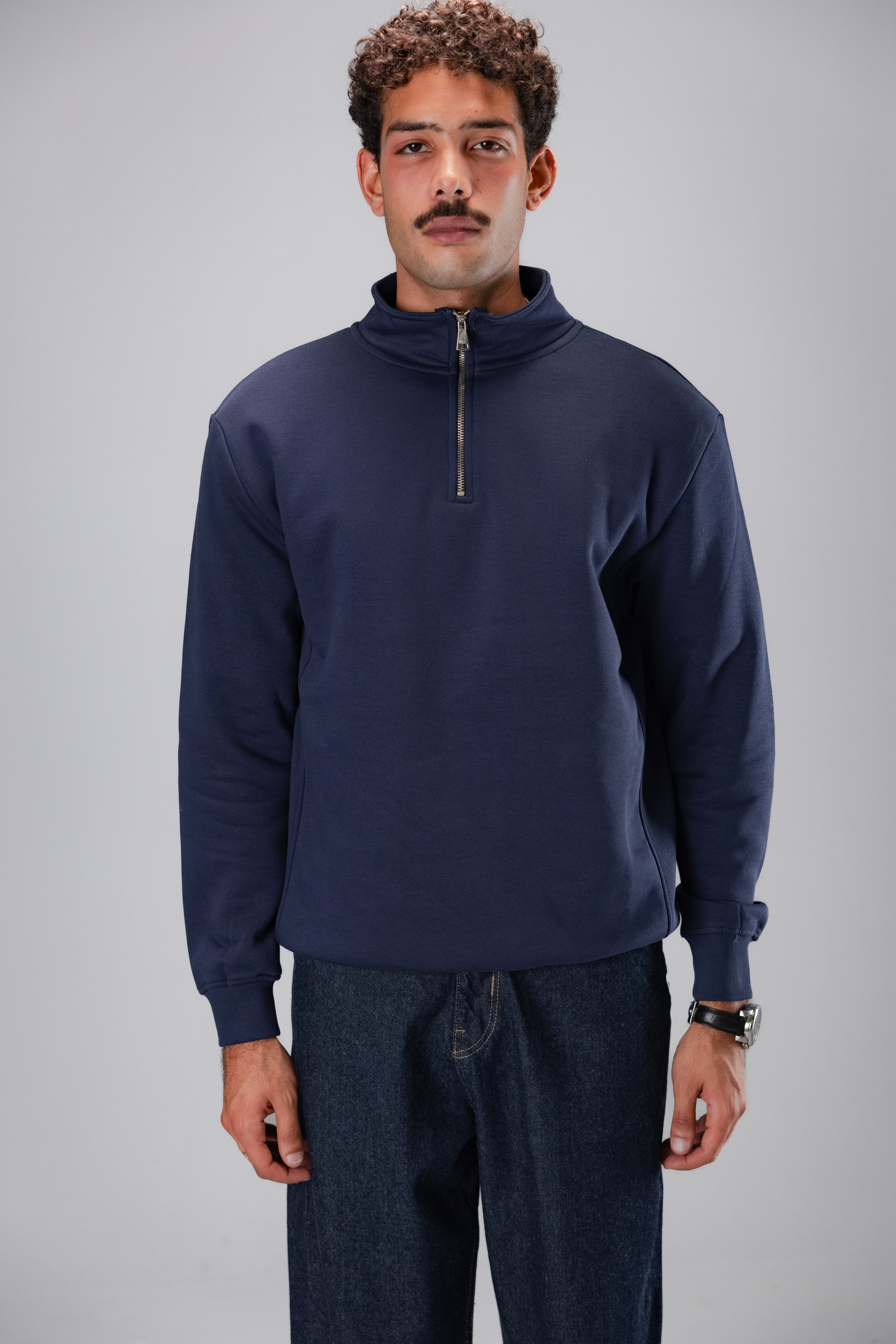 NAVY QUARTER ZIPPER