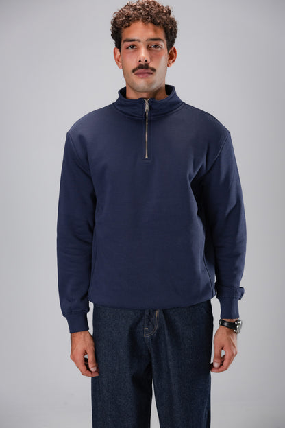 NAVY QUARTER ZIPPER