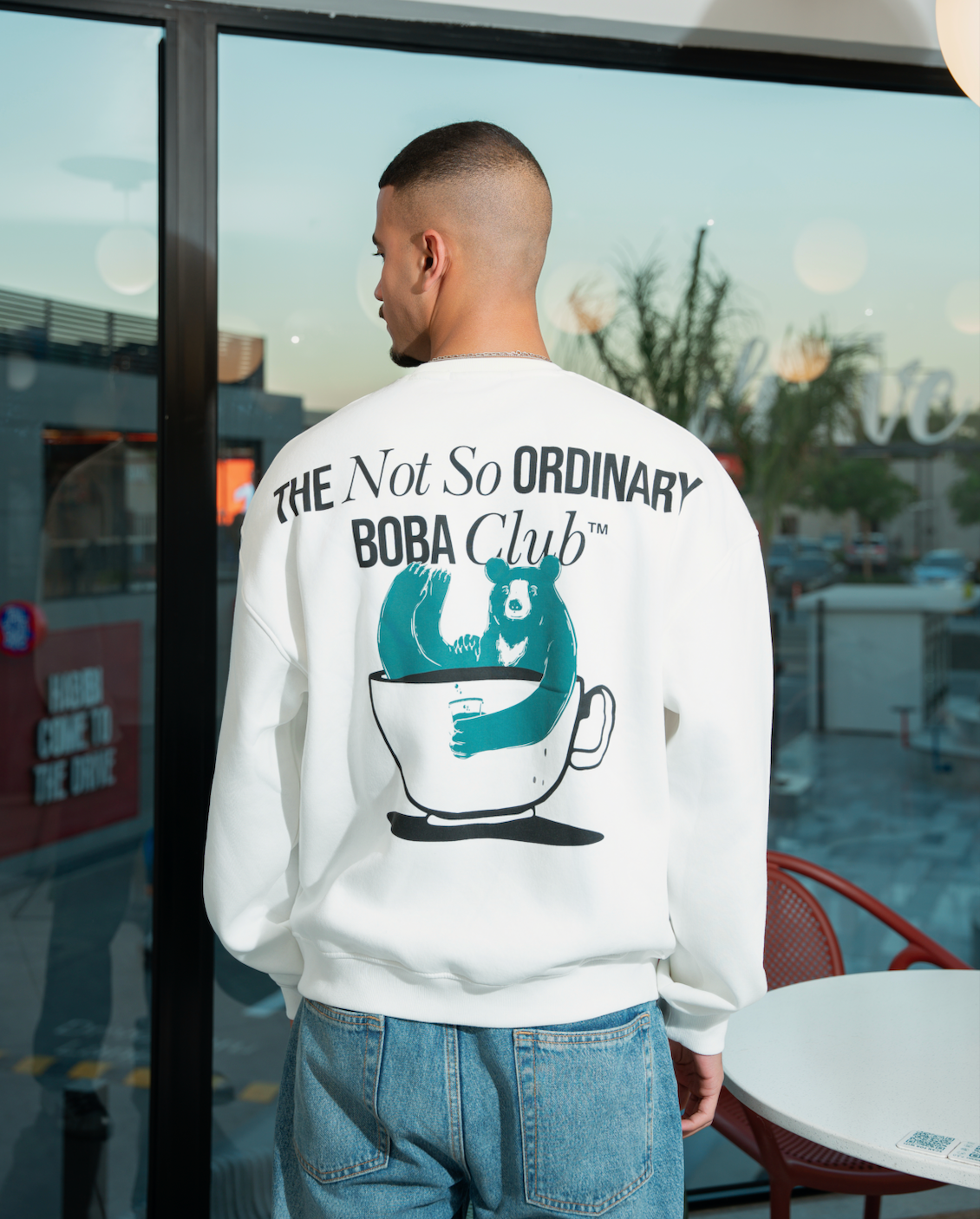 WHITE NSO BOBA CLUB CREWNECK
