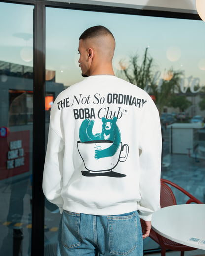 WHITE NSO BOBA CLUB CREWNECK