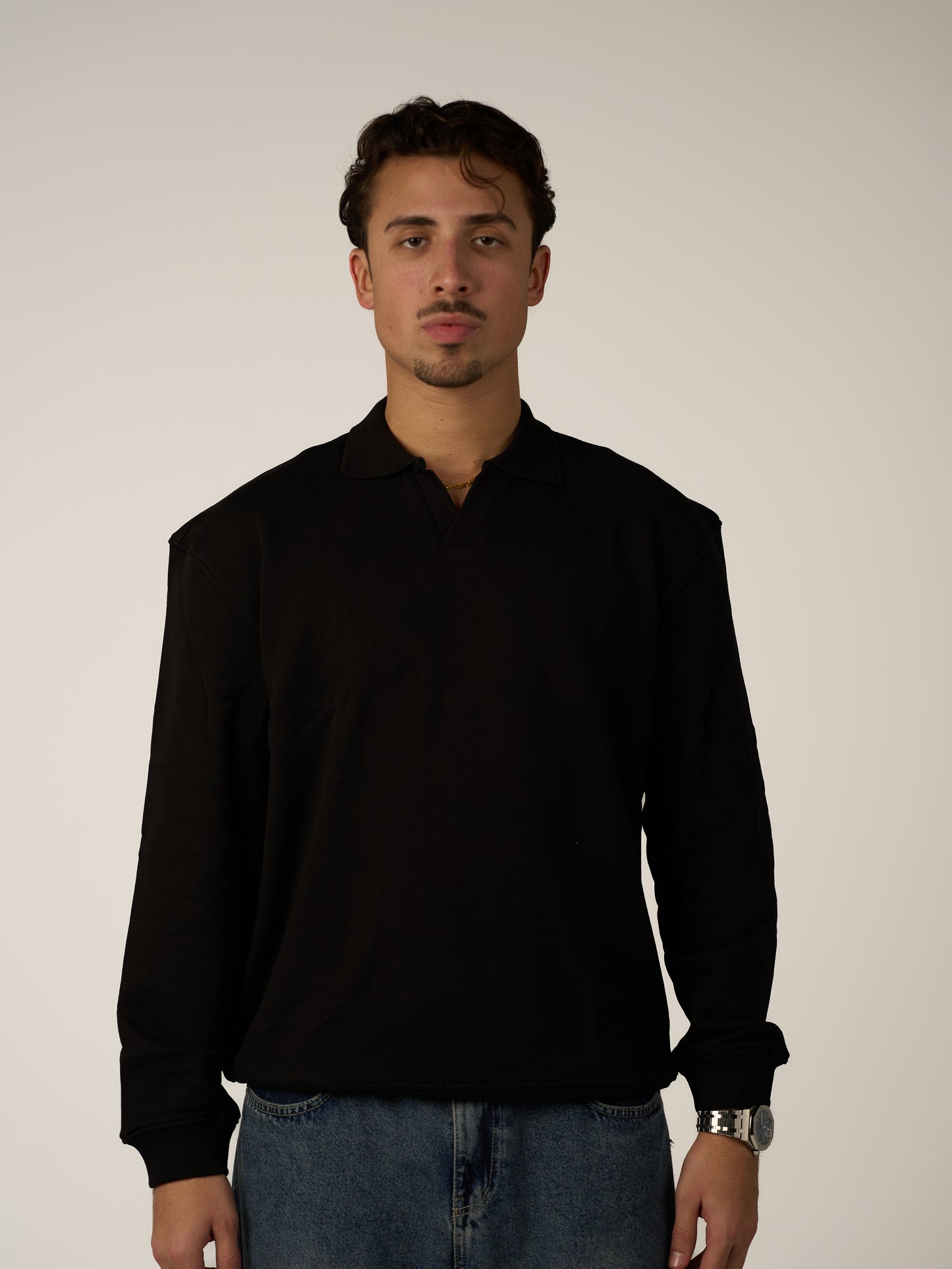 BLACK TENNIS POLO