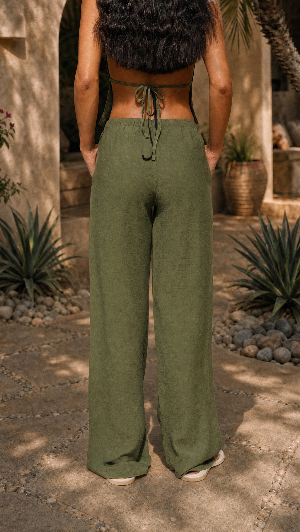 PALM LINEN STRAIGHT FIT PANTS