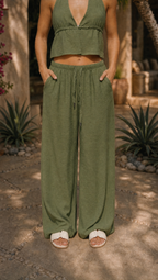 PALM LINEN STRAIGHT FIT PANTS