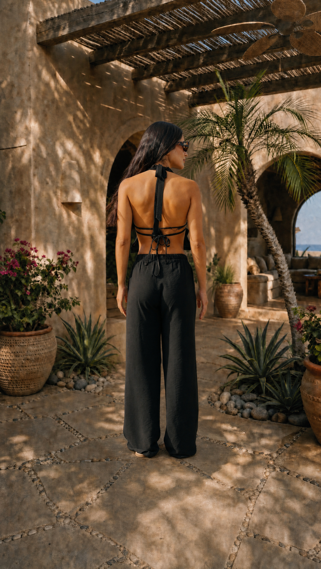 BLACK LINEN COVER UP