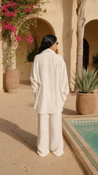 WHITE LINEN LONG SLEEVE SHIRT