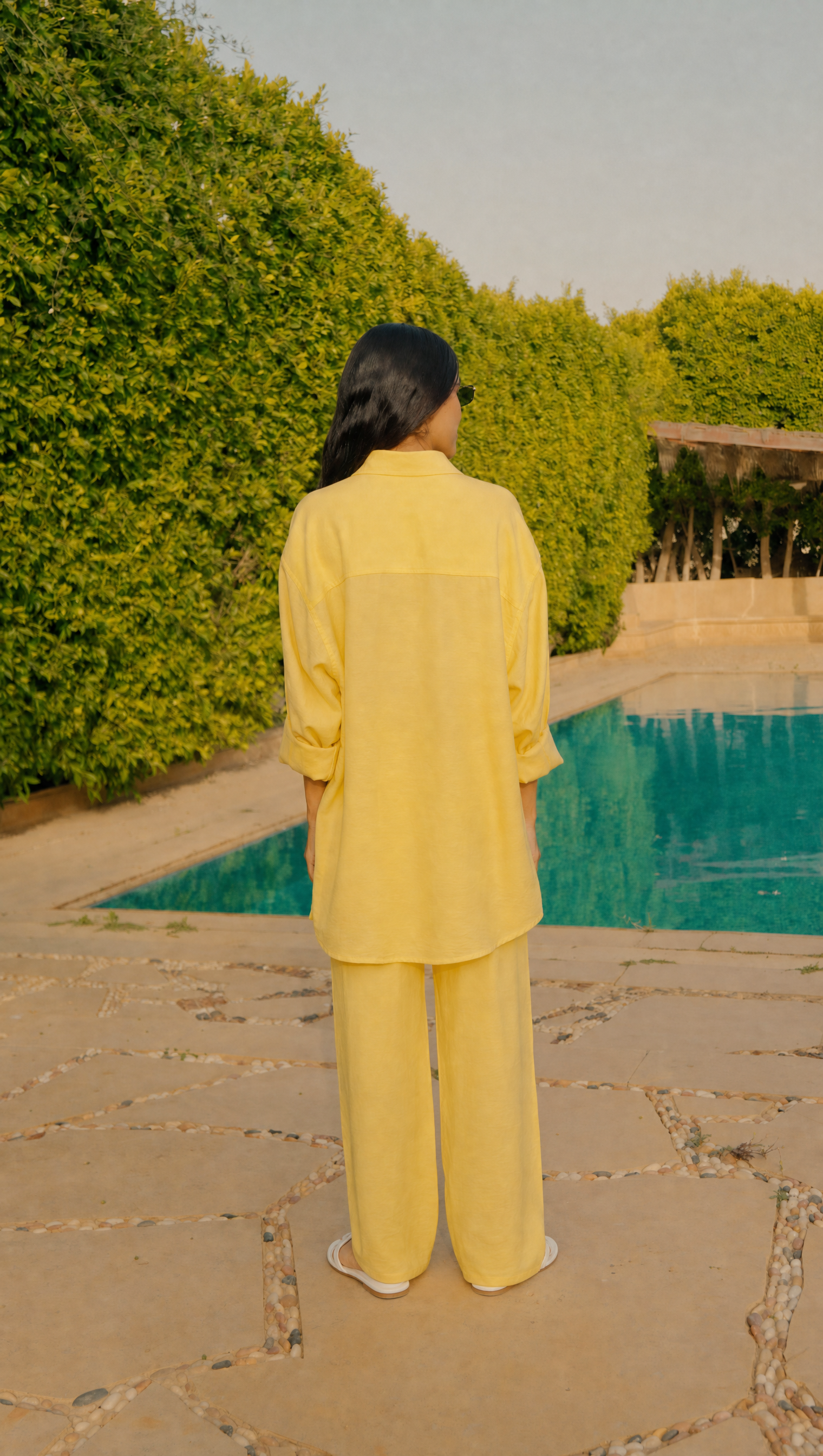 BUTTER YELLOW LINEN LONG SLEEVE SHIRT