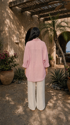 PINK LINEN LONG SLEEVE SHIRT