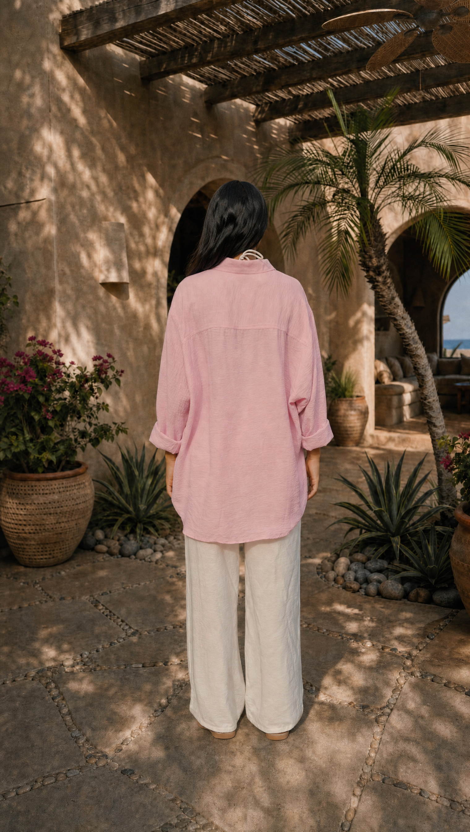 PINK LINEN LONG SLEEVE SHIRT