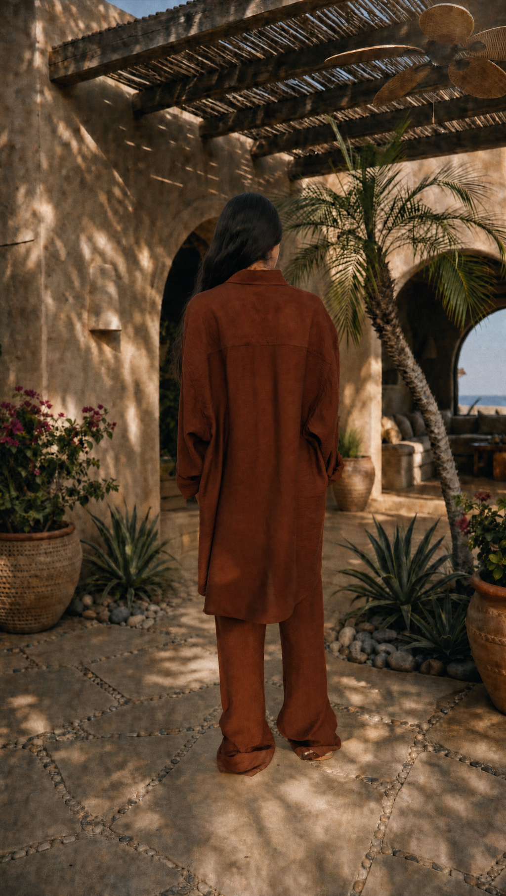 WALNUT LINEN LONG SLEEVE SHIRT