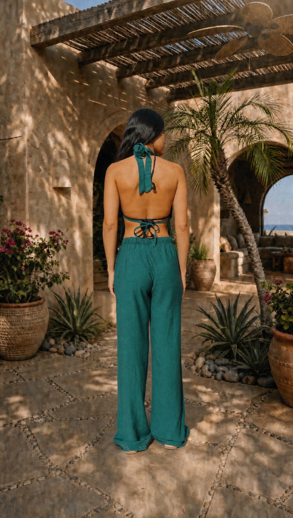 TEAL LINEN COVER UP