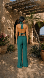 TEAL LINEN COVER UP