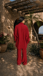 RED WINE LINEN LONG SLEEVE SHIRT