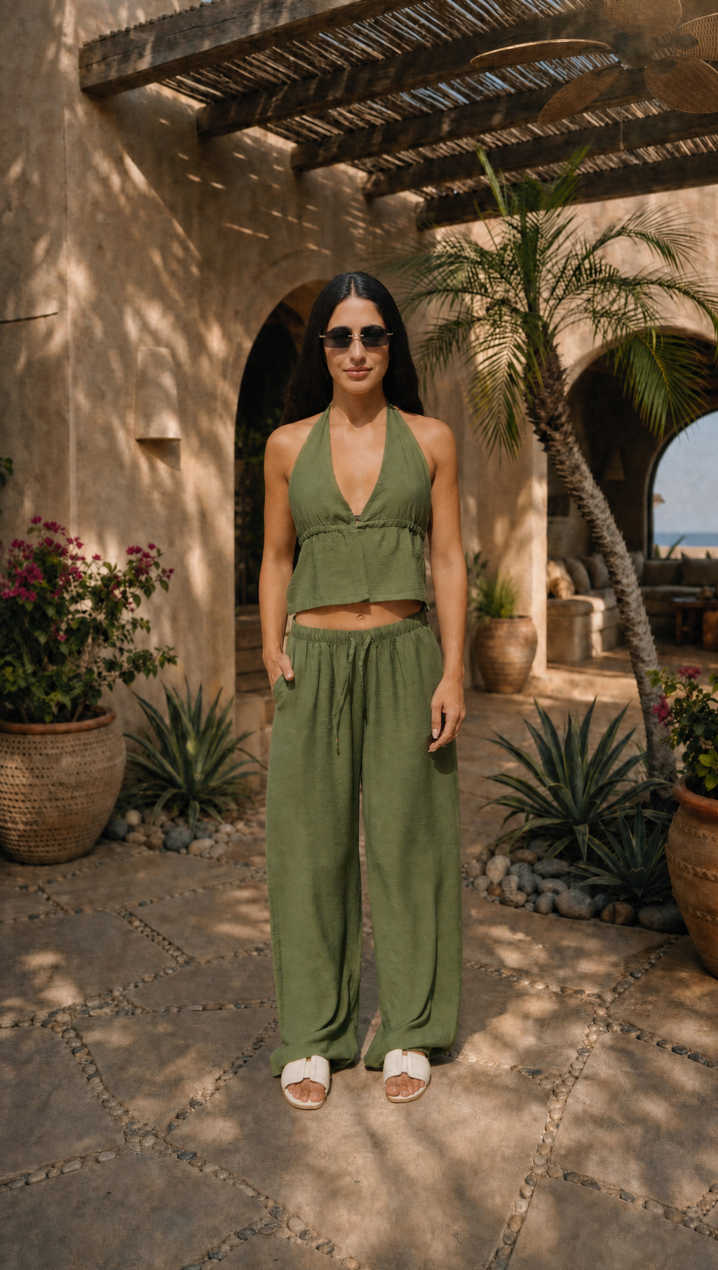 PALM LINEN COVER UP
