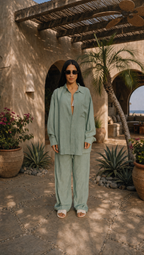 SAGE LINEN LONG SLEEVE SHIRT