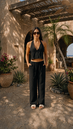BLACK LINEN COVER UP