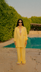 BUTTER YELLOW LINEN LONG SLEEVE SHIRT