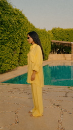 BUTTER YELLOW LINEN LONG SLEEVE SHIRT
