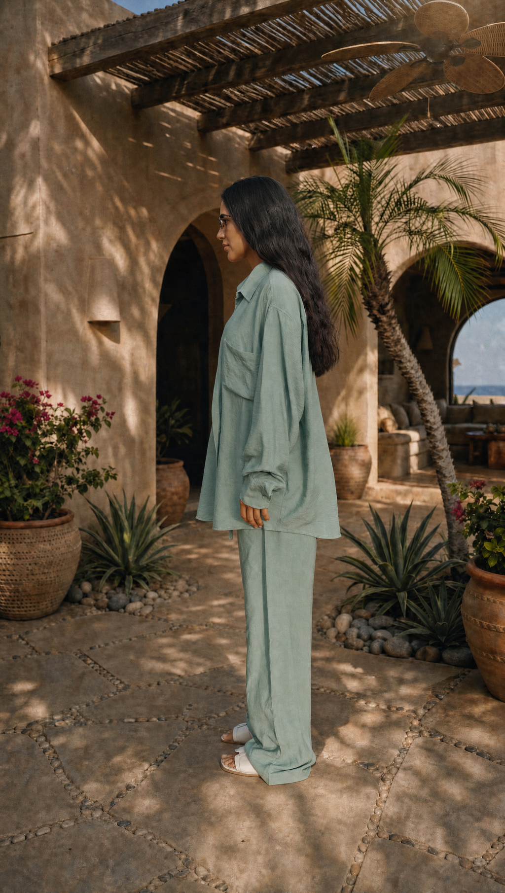 SAGE LINEN LONG SLEEVE SHIRT
