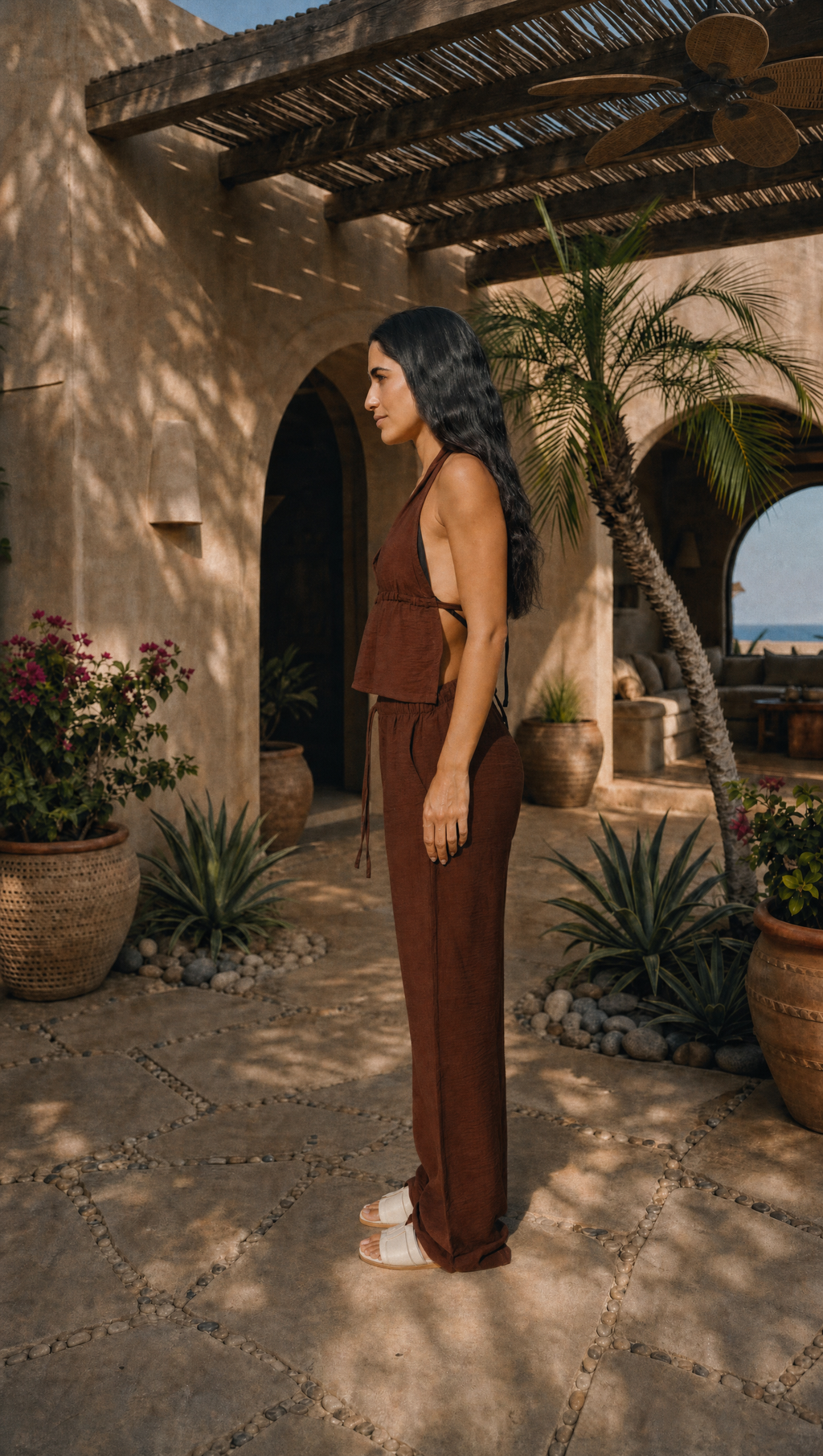 WALNUT LINEN COVER UP