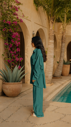 TEAL LINEN LONG SLEEVE SHIRT