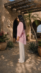 PINK LINEN LONG SLEEVE SHIRT