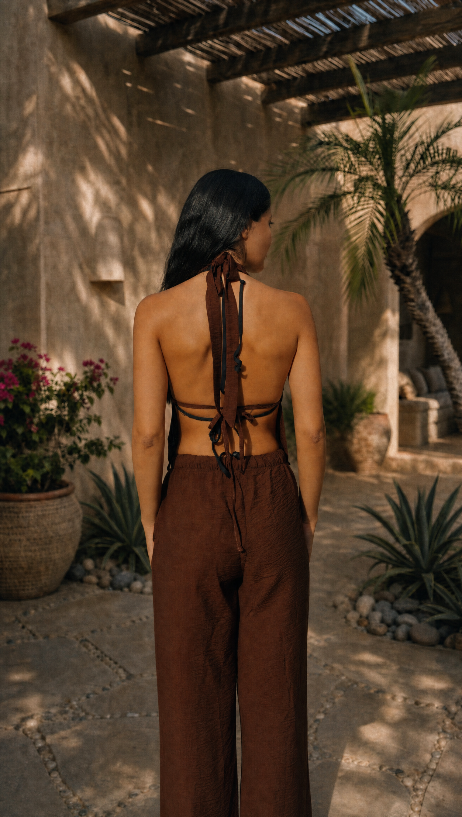 WALNUT LINEN COVER UP
