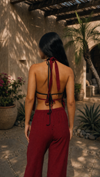 RED WINE LINEN COVER UP