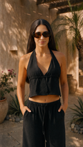 BLACK LINEN COVER UP