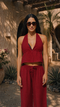 RED WINE LINEN COVER UP