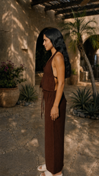 WALNUT LINEN COVER UP