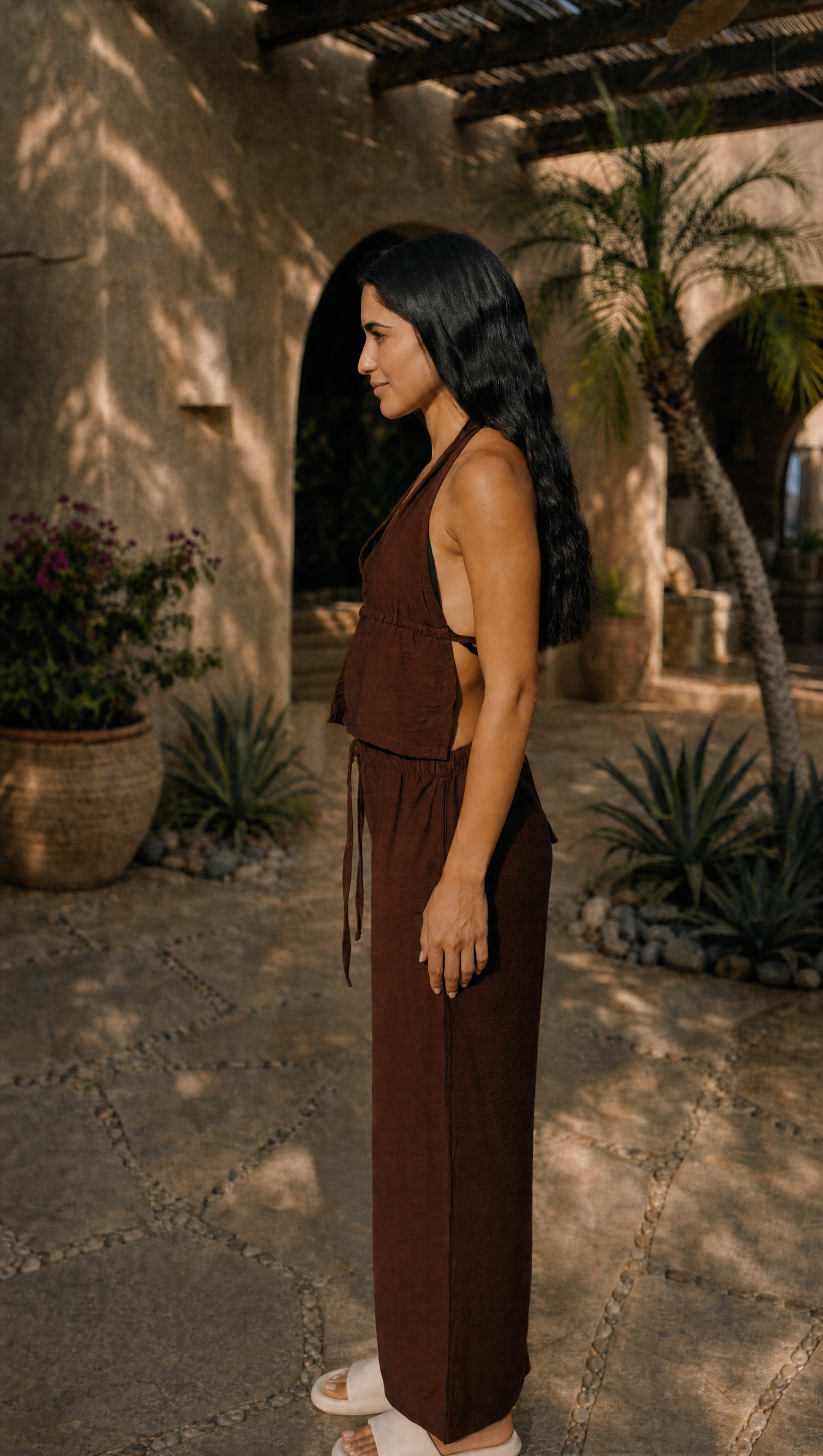 WALNUT LINEN COVER UP