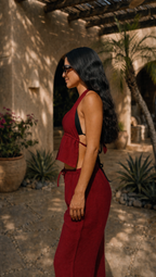RED WINE LINEN COVER UP