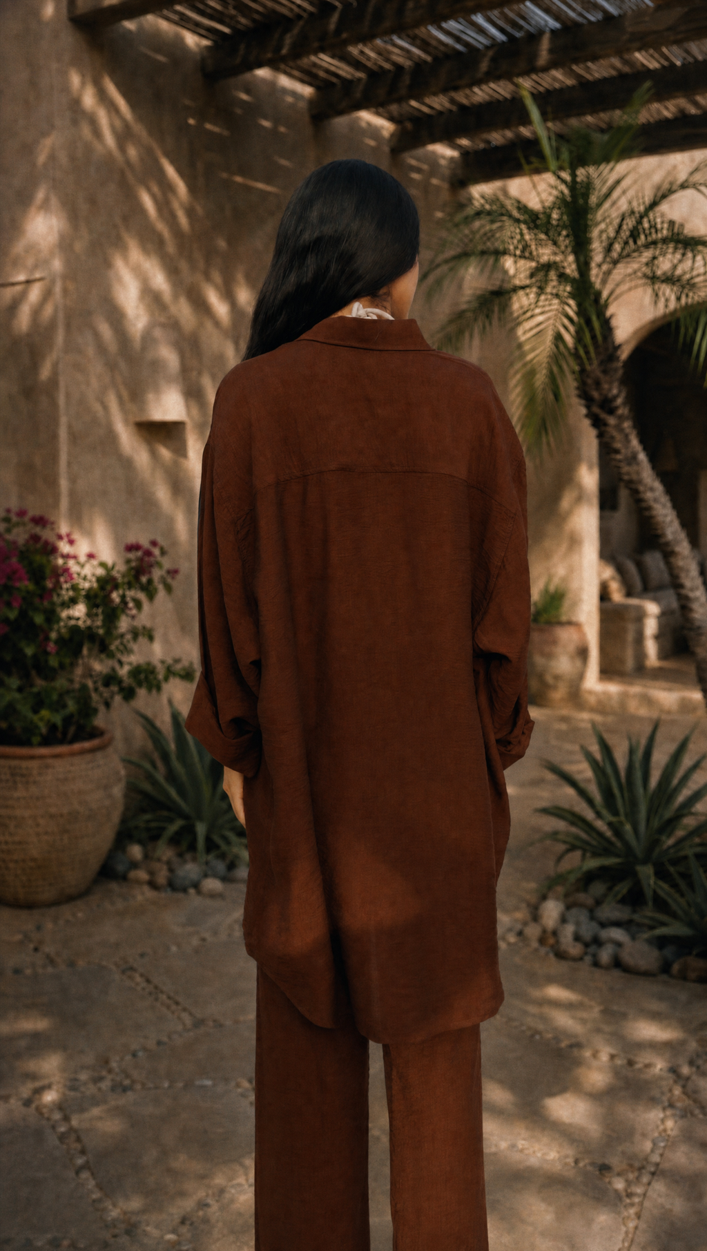 WALNUT LINEN LONG SLEEVE SHIRT