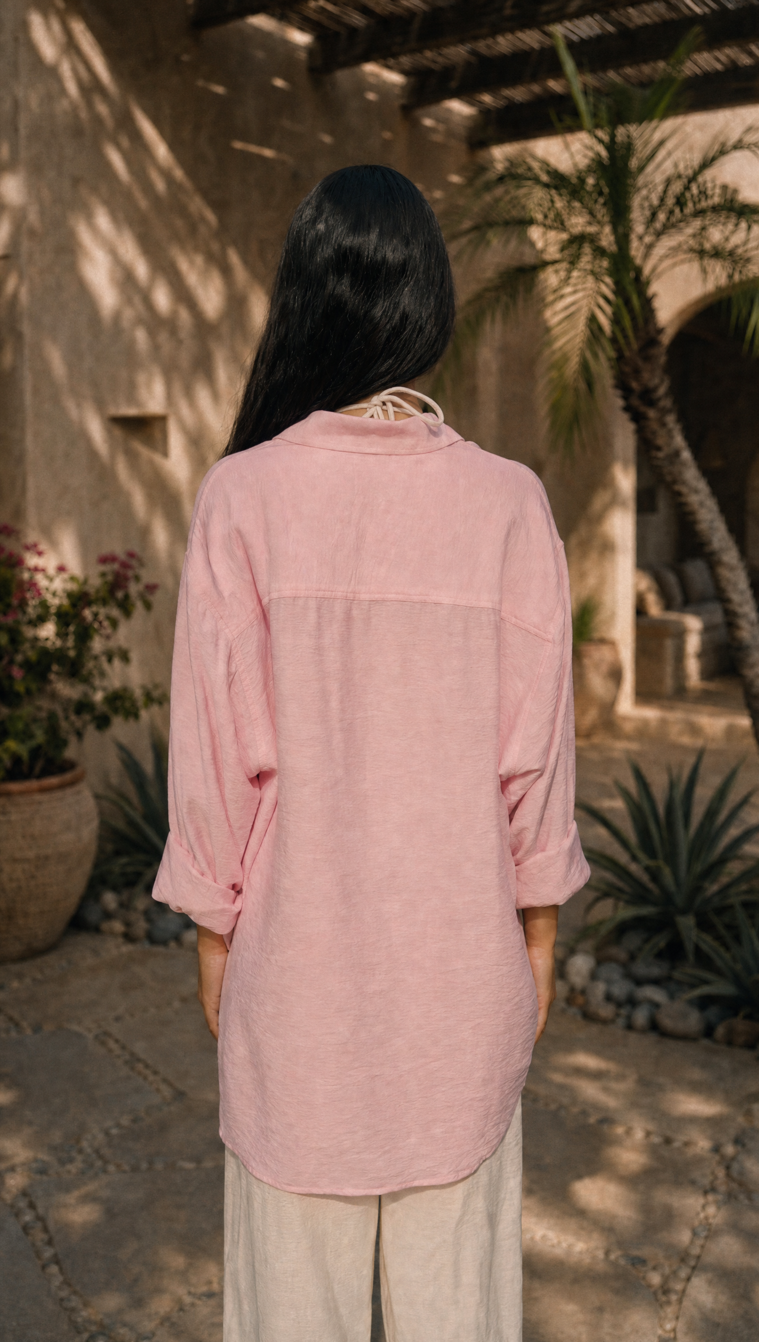 PINK LINEN LONG SLEEVE SHIRT