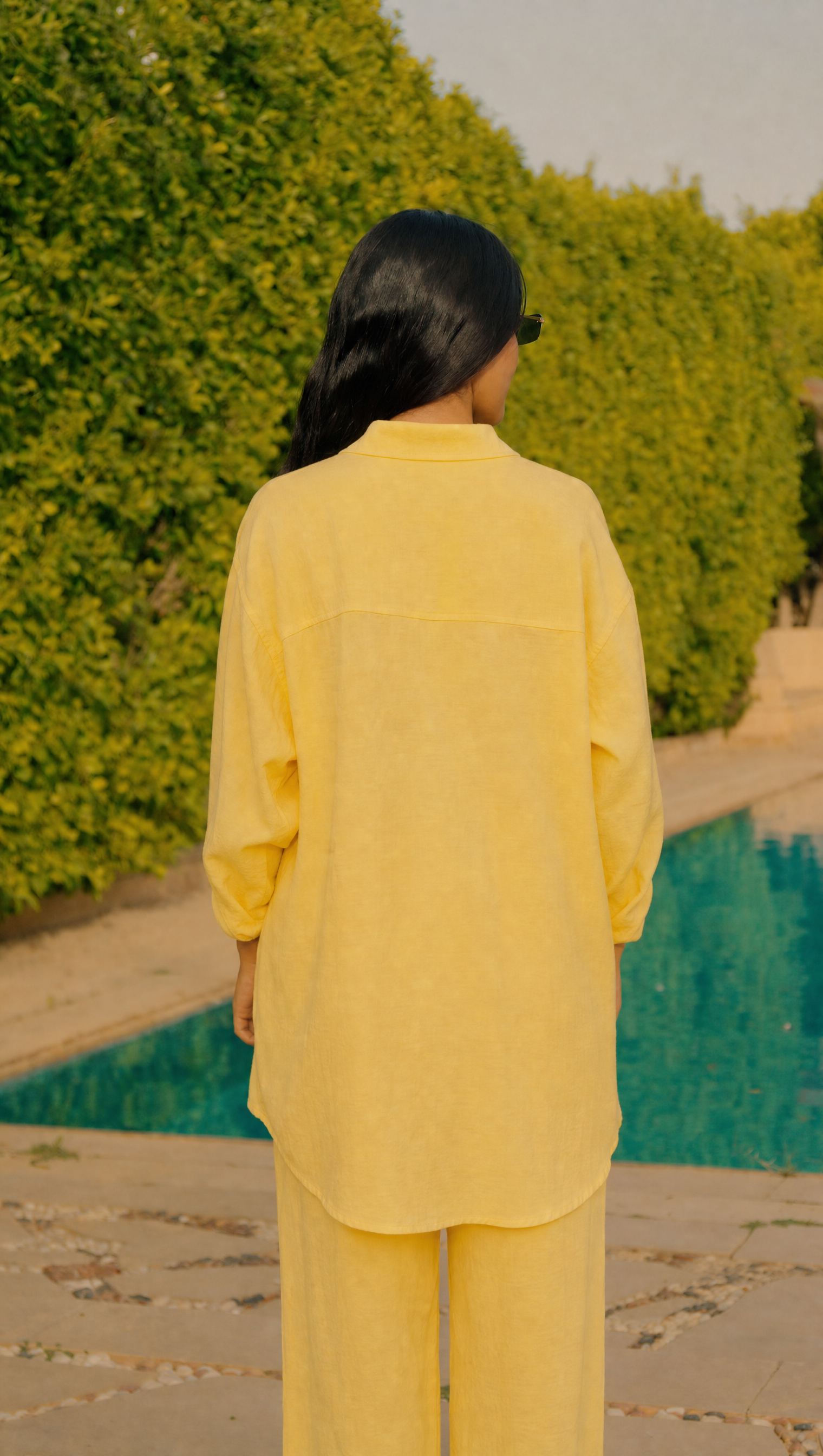 BUTTER YELLOW LINEN LONG SLEEVE SHIRT