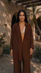 WALNUT LINEN LONG SLEEVE SHIRT