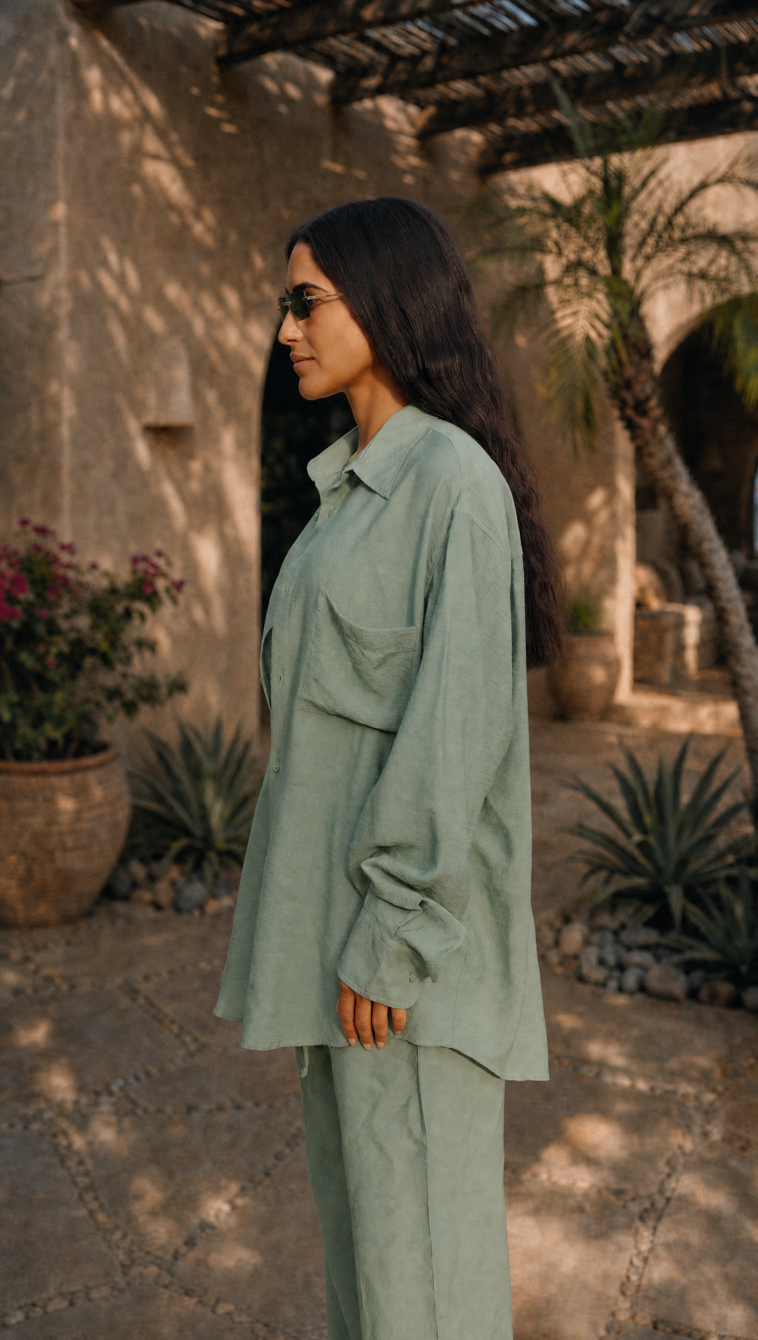 SAGE LINEN LONG SLEEVE SHIRT