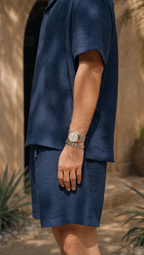 NAVY LINEN SHORT
