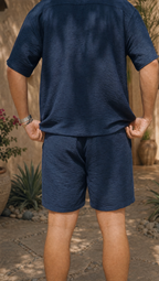 NAVY LINEN SHORT