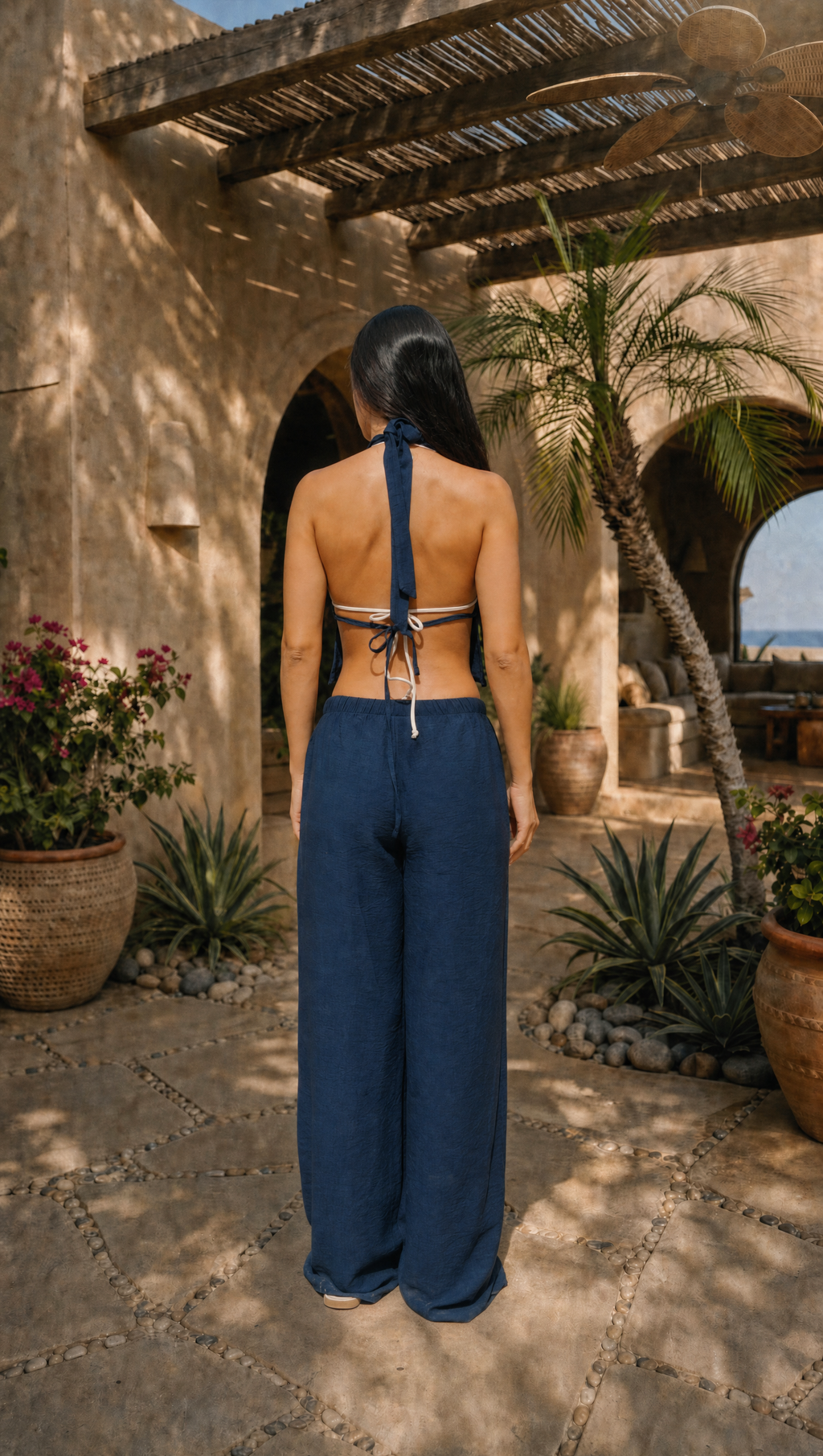 NAVY LINEN COVER UP