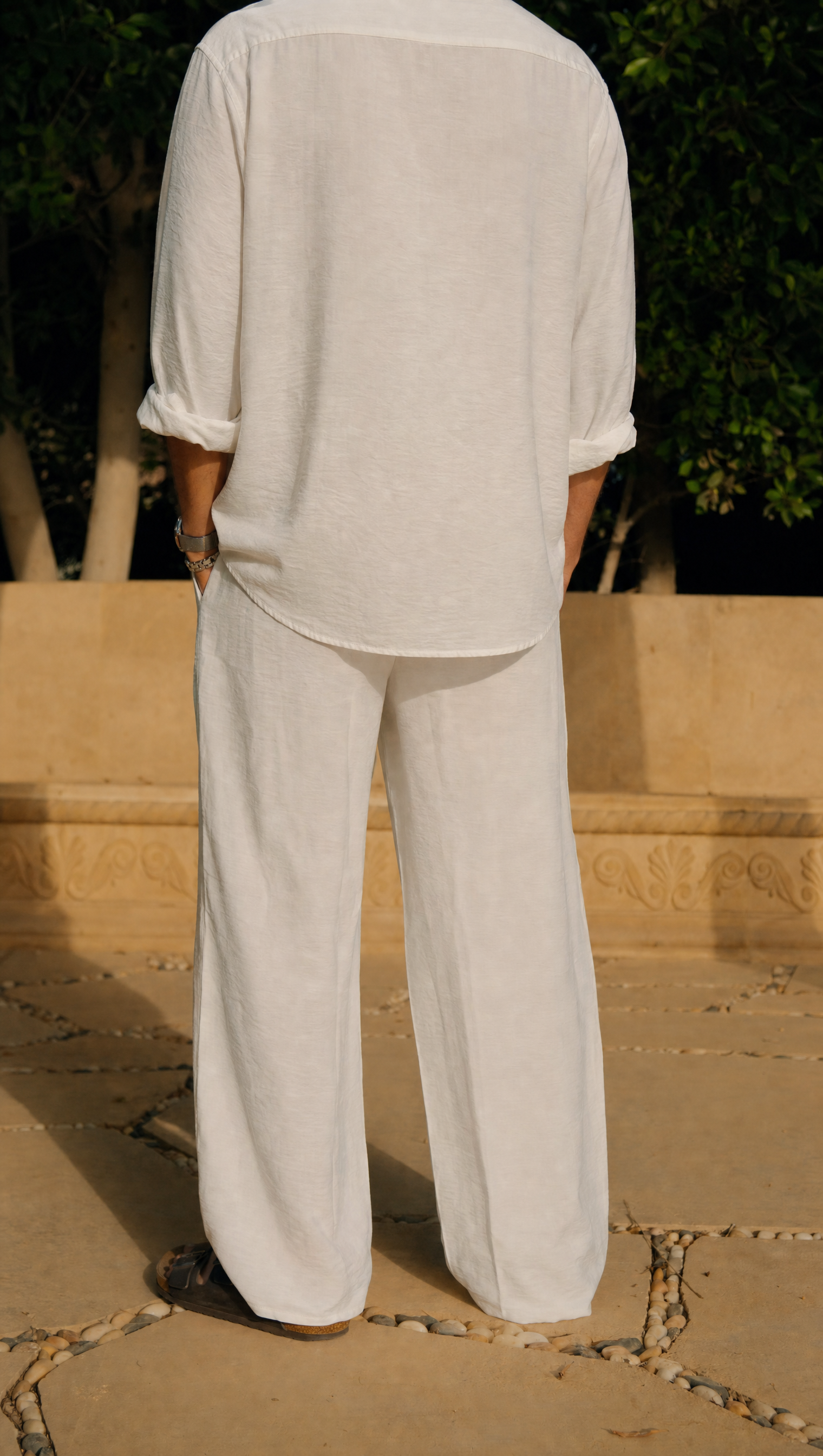 WHITE LINEN OVERSIZED PANTS