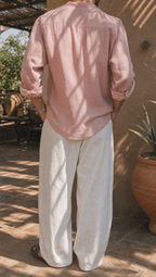 PINK LINEN LONG SLEEVE SHIRT